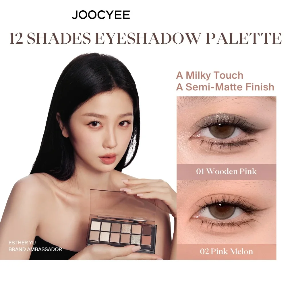 JOOCYEE 12 Shades Eyeshadow Palette Lunga durata Bassa saturazione Bellissimo trucco per occhi Contiene ombretto, fard e evidenziatore