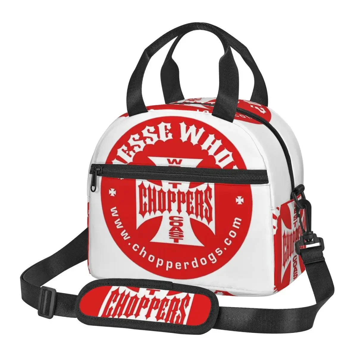 Personalized West Coast Iron Cross Choppers Insulated Lunch Bag for Women Kids Portable Food Boxes Thermal Lunch Box Tote