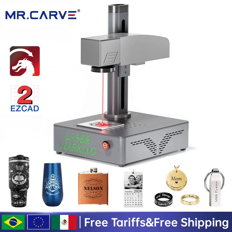 MR.CARVE S4 50W/30W/20W Portable Industrial Fiber Laser Marking Machine for All Metal Jewelry Plastic Leather Fast engraving