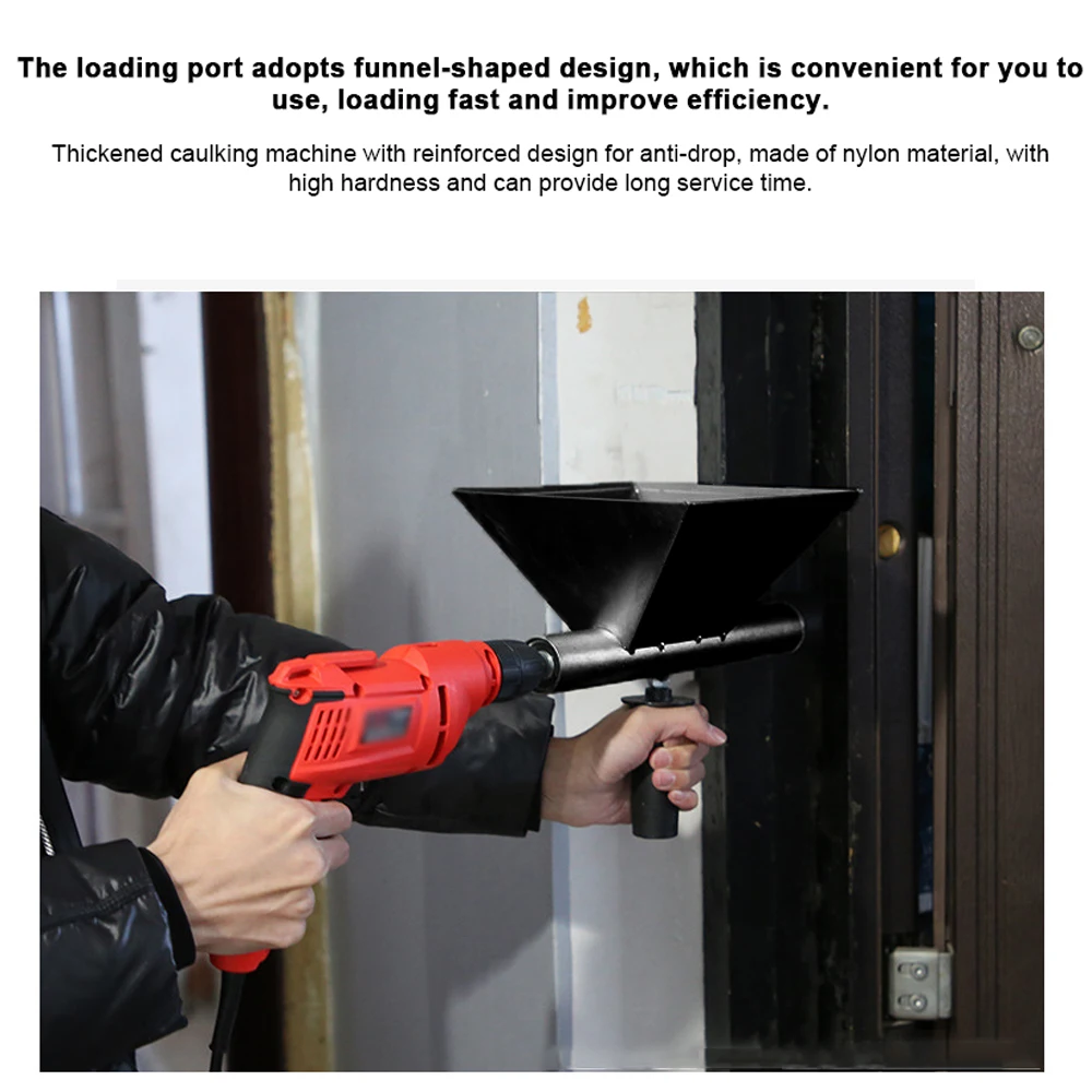 8mm Electric Drill Caulking Tool - Automatic Mortar Grouting Device 4 Replacement Nozzles Funnel Loading Design for Home Office
