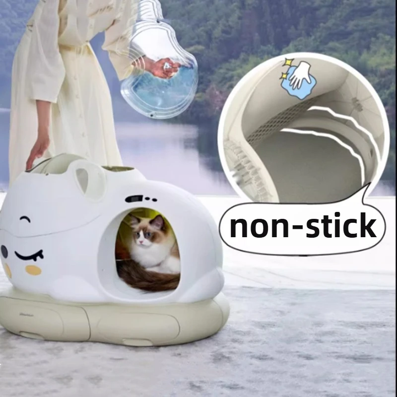 الذكية التلقائي المفتوحة 10L صندوق نفايات القط كبير مزيل الروائح الكريهة مكافحة سبلاش مجرفة آلة منخفضة الضوضاء توقيت تنظيف صندوق نفايات القط #3