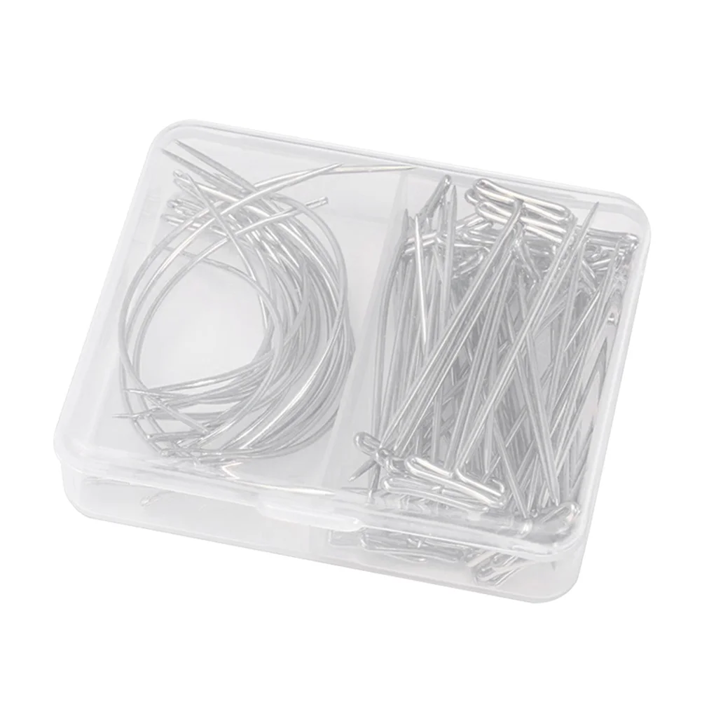 

70Pcs Making Needles Kit T Pins C Curved Needles Stainless Steel for Styling Blocking Knitting Craft Use
