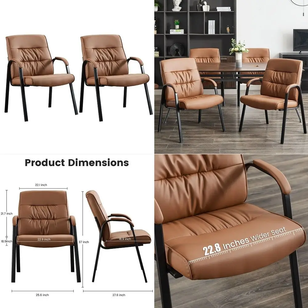 

Office Guest Reception Chair Set of 2, Conference Room Chairs Waiting Room Chairs 2 Pack, Modern Leather Office Desk Chair No W