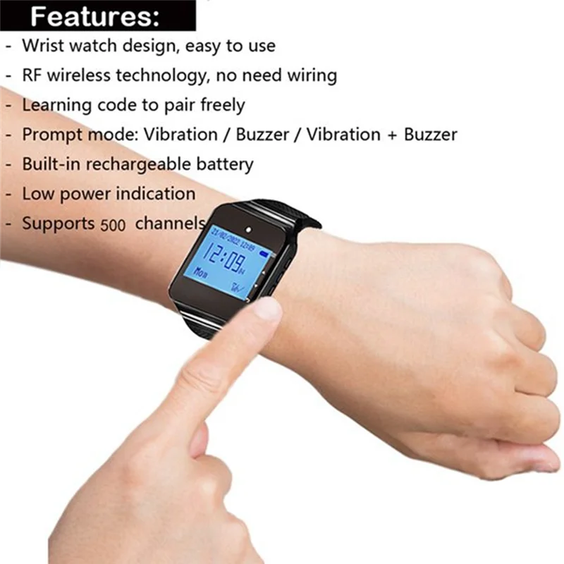 Wireless Restaurant Pager Calling System With Watch Call Button Office Food Truck Coffee Restaurant Call Bell