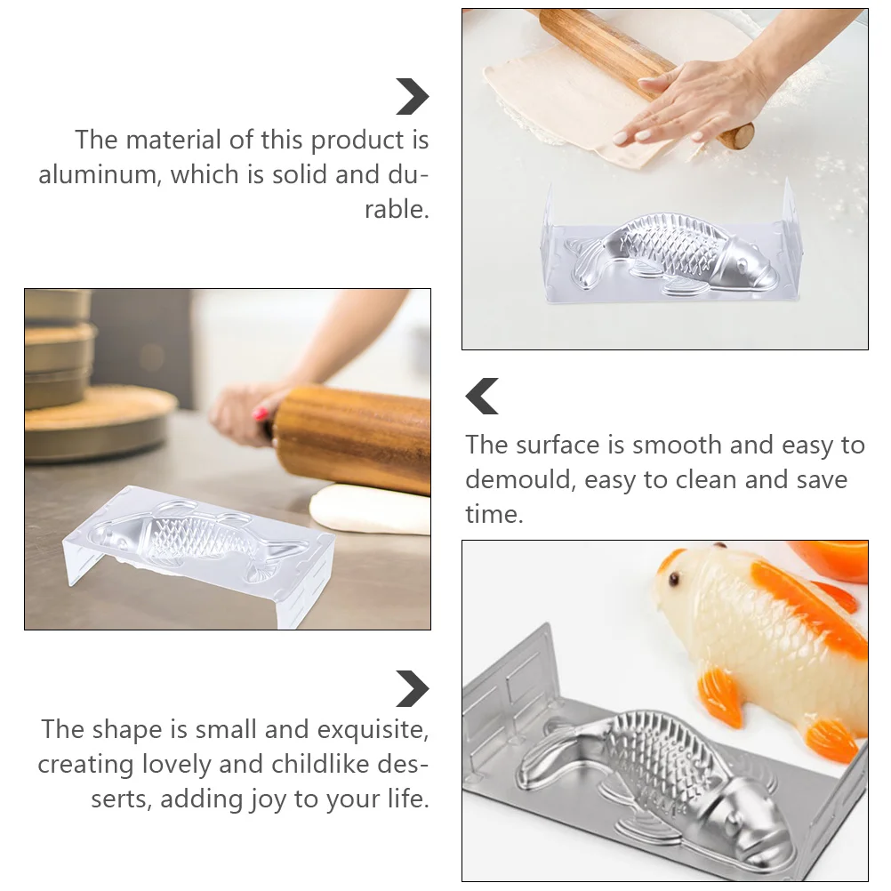 

1Pcs Carp Shape Rice Cake Mold Aluminum Baking Mold Kitchen Accessory for Steamed Rice Cake Making and Cute Dessert Decoration