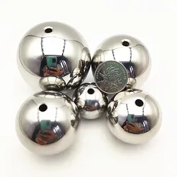 Through-Hole Stainless Steel Ball Solid Unthreaded Steel Bead Piercing Ball For Decoration/Bracelet/Hardware/DIY Bore Dia 1-6mm