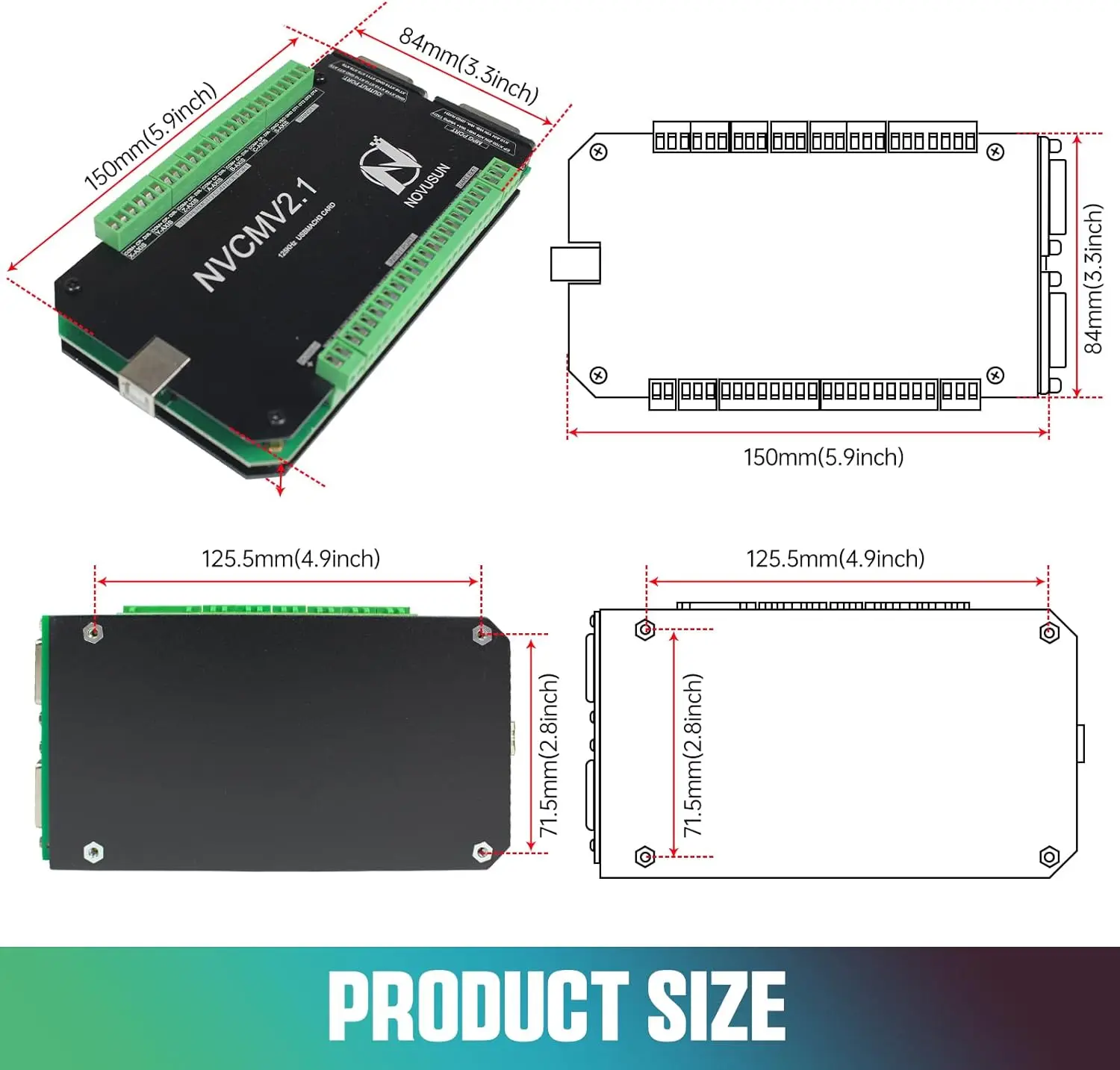 6 Axis 125KHz NVCM USB Mach3 Stepper Motor Motion Control Card Breakout Board USB interface CNC Controller Board 12-32VDC