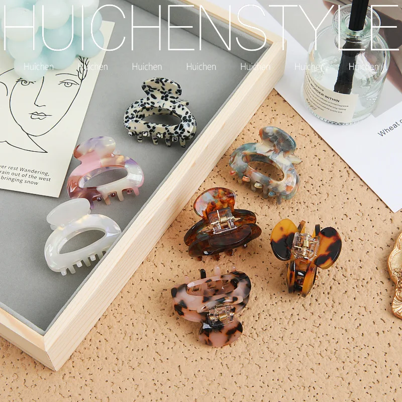 Neue Damen-Haarklammer Klein 4,5cm Acetat-Haarspangen Elegante Bunte Ausgehöhlte Haarklammer Mädchen Haaraccessoires Haarspange – Detail 3