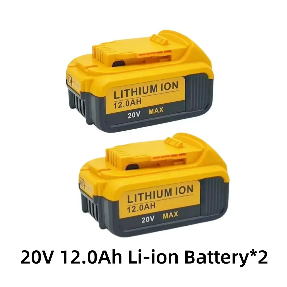 20V 12000mAh rechargeable lithium-ion power tool battery with LED, replaceable with DeWei DCB205, DCB201, and DCB203