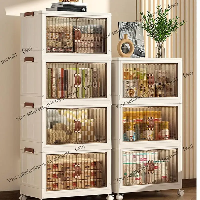 Stackable Storage Cabinet Foldable Large Capacity 3-Layer Snack Box with Lids Stackable Household Organizing Supplies Toys
