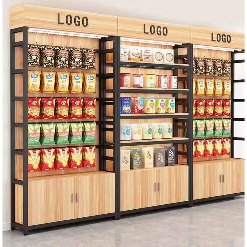 custom.High Quality Product Display Racks Grocery Shelf Supplier Wooden Retail Shop Shelves and Display Cabinets