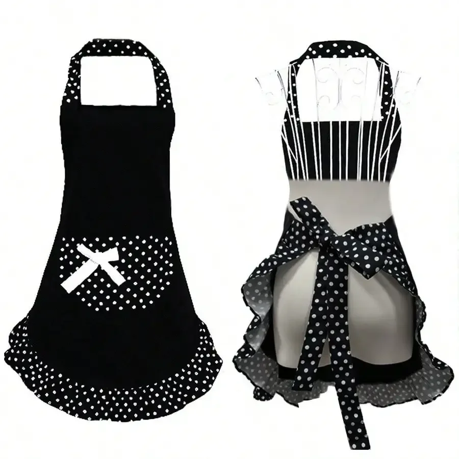 

1pc Bowknot Apron, Cute Retro Style Woman Kitchen Sexy Vintage Apron With Pockets, Gift For Mother's Day