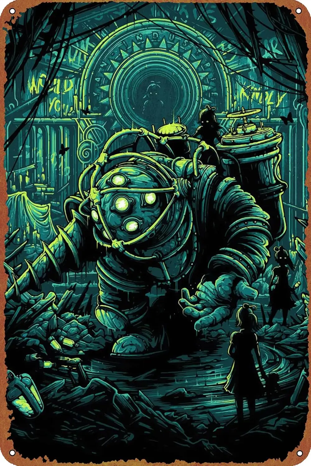 Bioshock Game Poster Tin Sign Cafe bar Home Wall Art Decoration Retro Metal Tin Sign 8x12 inch