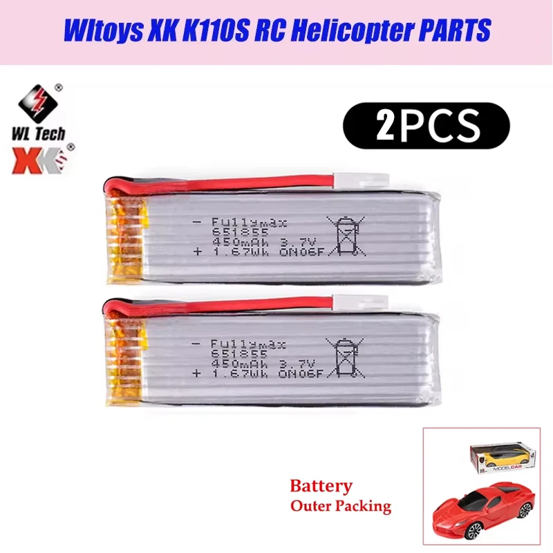 Original RC Battery Lipo Battery Wltoys K110 K110s 3.7V 450mAh 1S Helicopter RC Battery For XK V977 V930 Accessory Parts