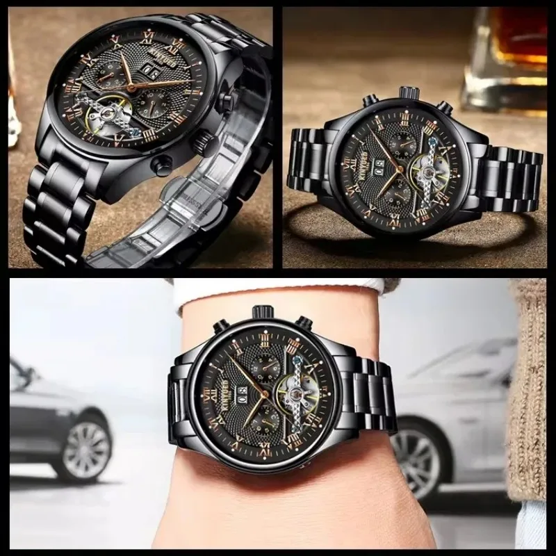 Mechanical Automatic For Men Wrist With Winding Watches Watch Tourbillon Movement Wristwatches Skeleton Man Winner Luminous