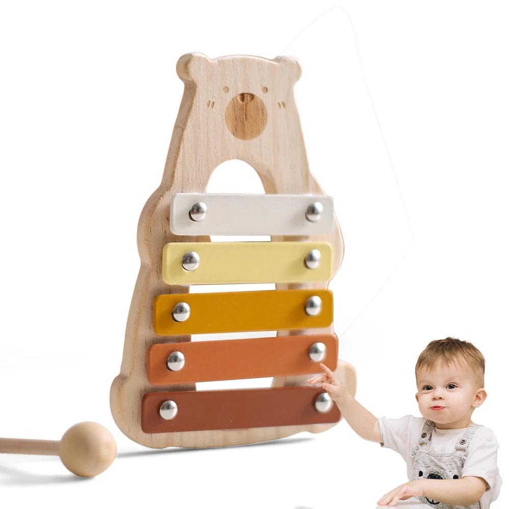 Bebê montessori dos desenhos animados urso instrumento musical brinquedos instrumentos de percussão para educação pré-escolar brinquedo instrumento recém-nascido presente