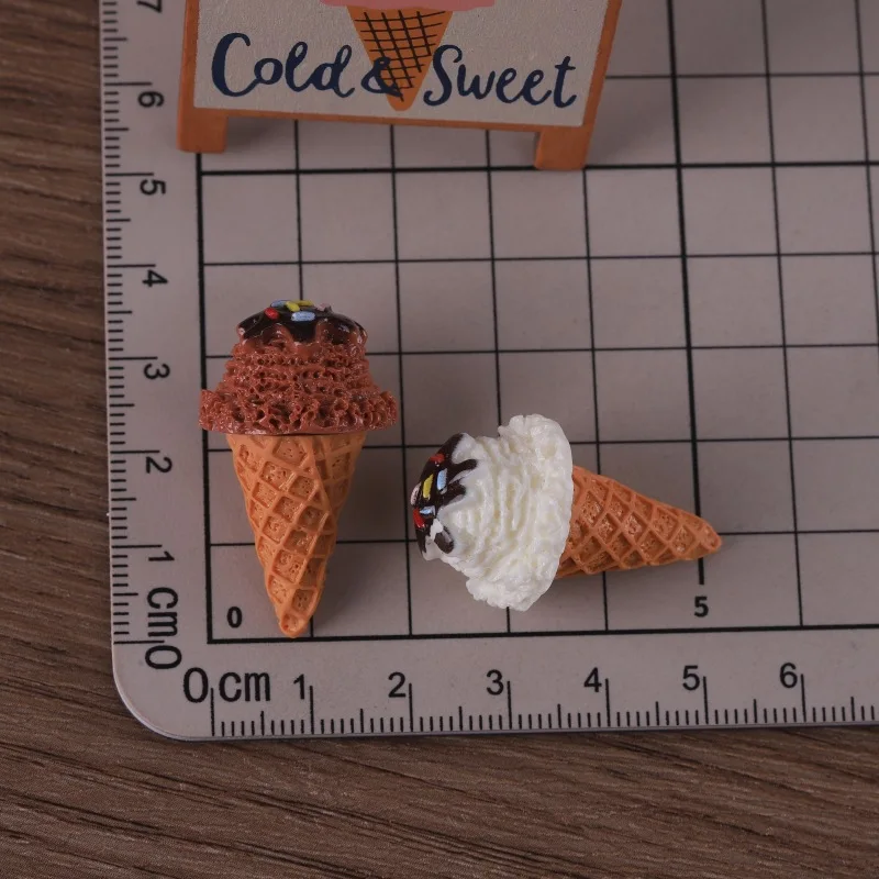 3pcs Mini Jam Ice Cream Cone Resin Ice Cream Model Miniature Food Sweet Dessert Model DIY Simulation