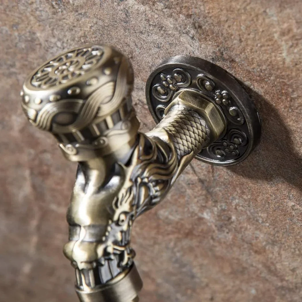Zinc Alloy Constructed Wall Mounted Bibcock for Garden Outdoor Use Antique Bronze Decorative Tap for Exterior Water Flow