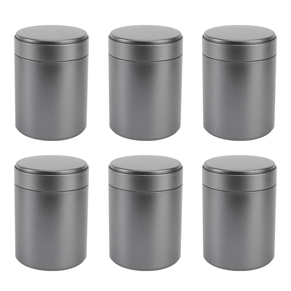 

6Pcs Metal Storage Jars Cylinder Tinplate Airtight Tea Canisters Loose Tea Leaves Storage Containers Kitchen Use