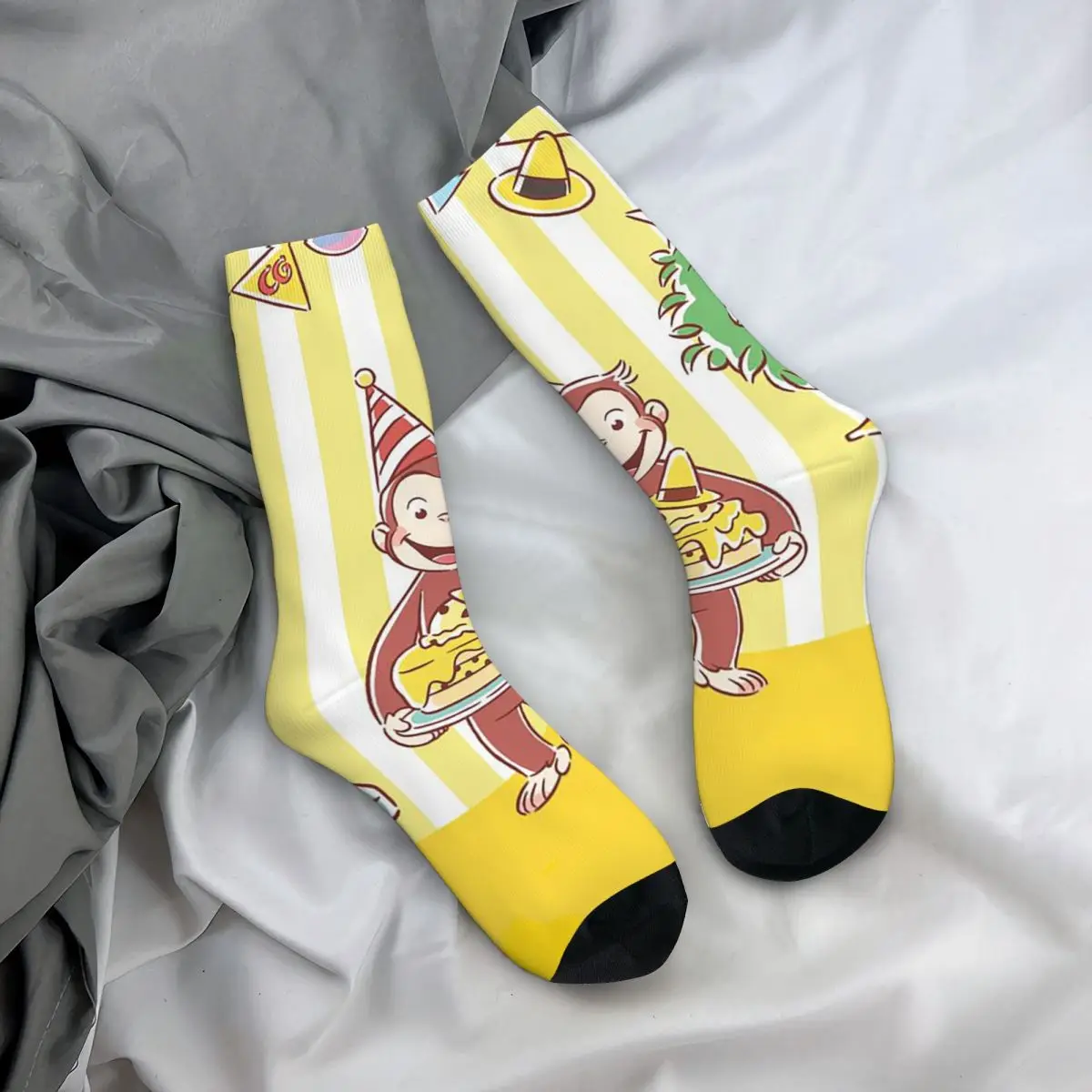 All Seasons Crew Stockings George The Curious Monkey Socks Funny Long Socks for Men Women Valentine's Day Gifts