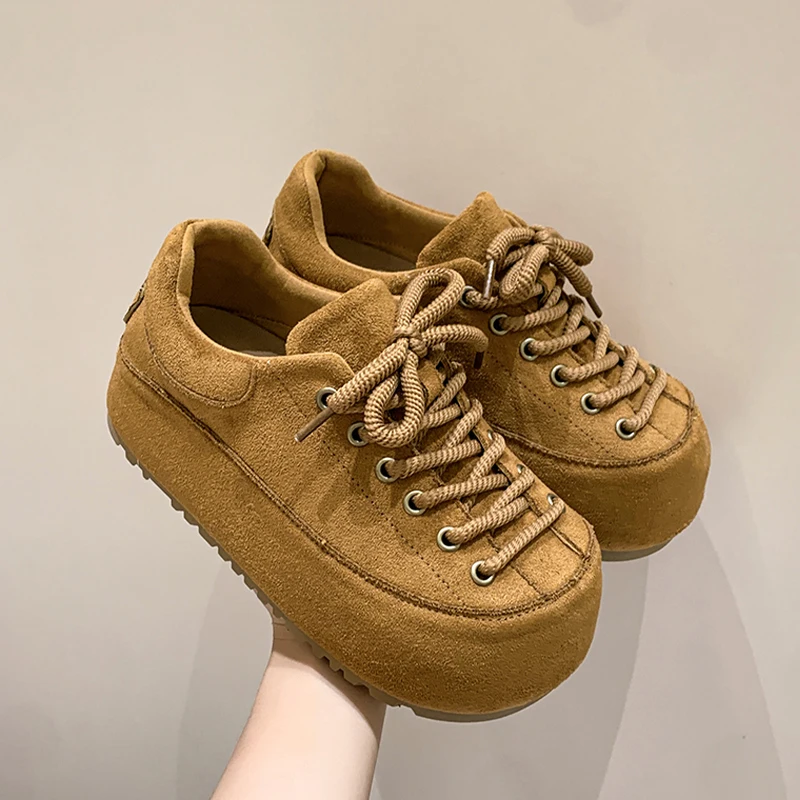 

Женские лоферы на плоской подошве, замшевая дизайнерская спортивная обувь на шнуровке, модные повседневные женские кроссовки 2025 года, осенние новые Zapatillas De Mujer