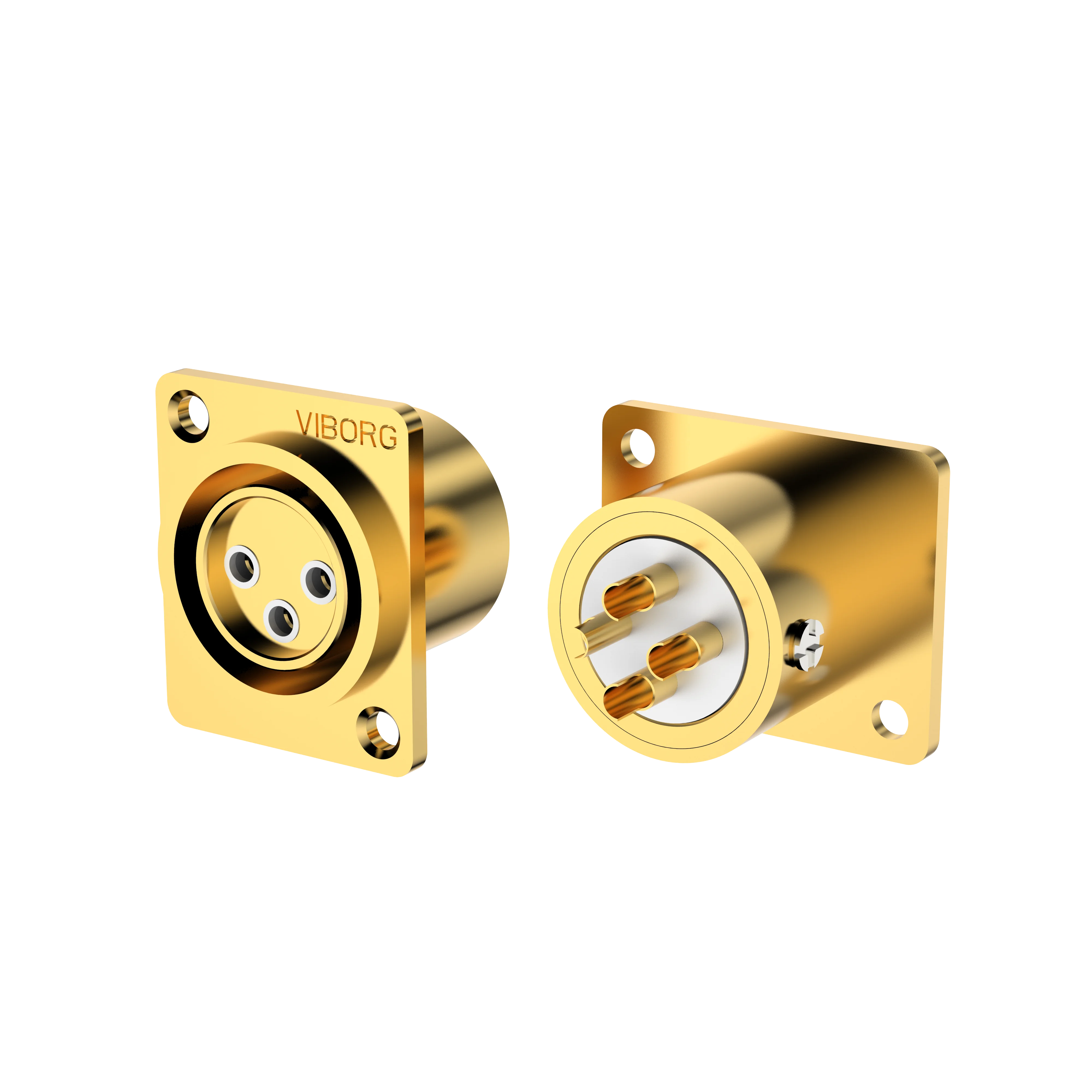 Viborg CM203G/R CF203G/R XLR 3Pin Male Female Pure Copper Rhodium Gold Plated Power Mount Socket Panel Jack Plug Connector