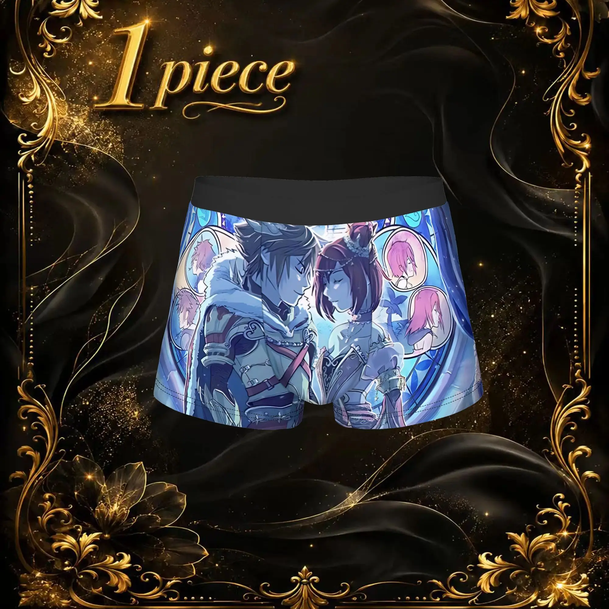 1pc Retro Sora And Kari Stained Glass Print Underpants Breathable Panties Male Underwear Cool Shorts Boxer Briefs
