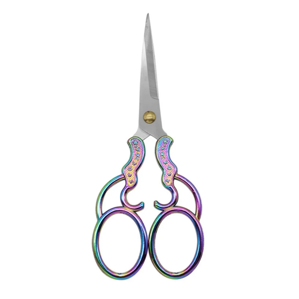 Zinc Alloy Embroidery Scissors Floral Pattern Small Embroidery Needlework Tools Gradient Handle Vintage Styling Thread Scissor