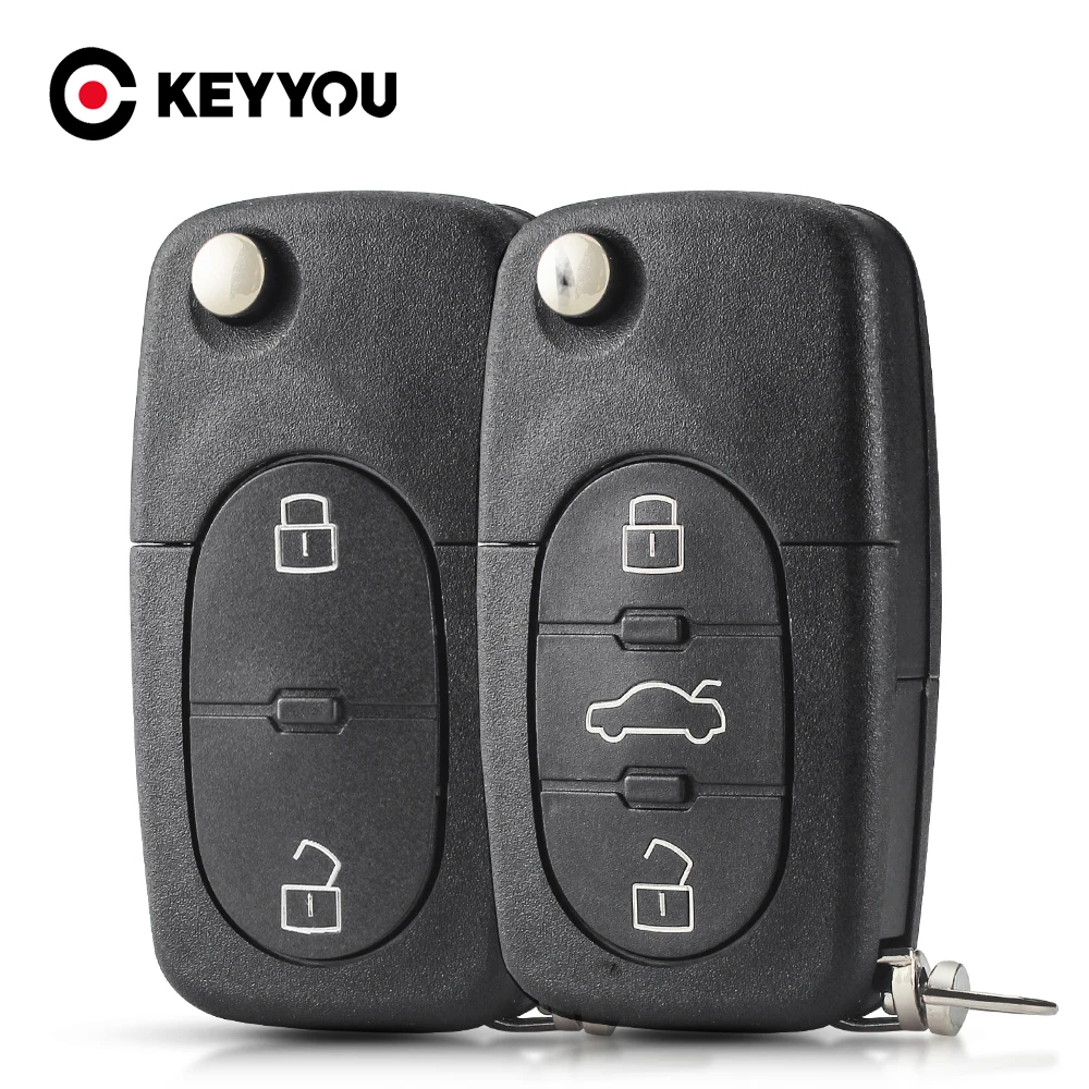 

KEYYOU для Audi A2 A3 A4 A6 A8 B5 RS4 TT 1994-2004 Quattro флип-чехол для дистанционного ключа автомобиля, неразрезанный держатель CR1620/CR2032
