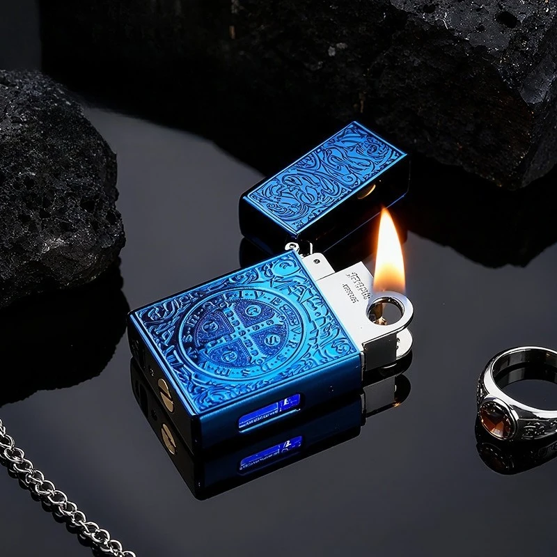 

Зажигалка с индукционным поджигом Good Black Technology, ретро-дизайн, элегантный корпус, открытый пламя, подарок