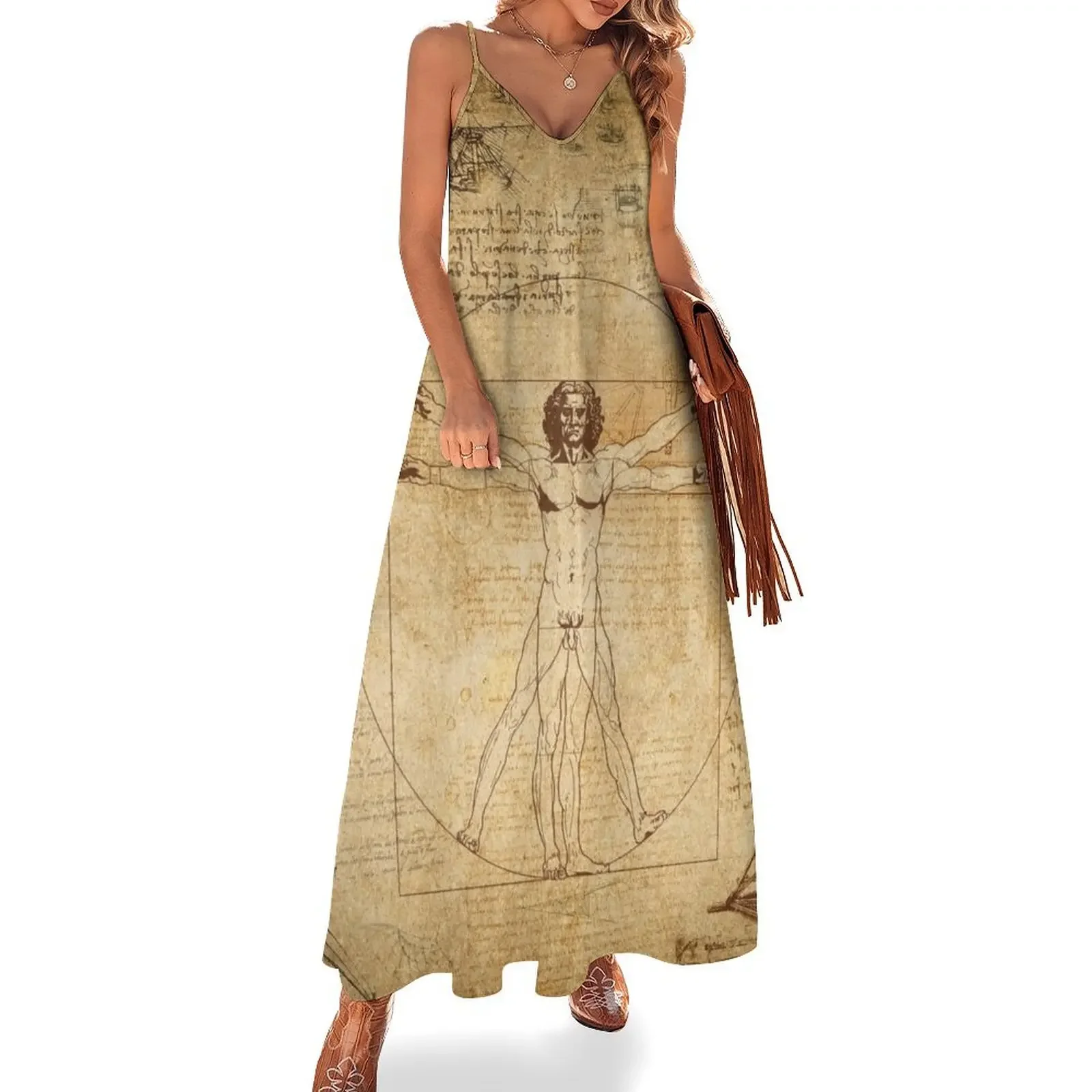 

Leonardo da Vinci The Vitruvian Man (edited) Sleeveless Dress dresses for woman chic and elegant evening dress Dress