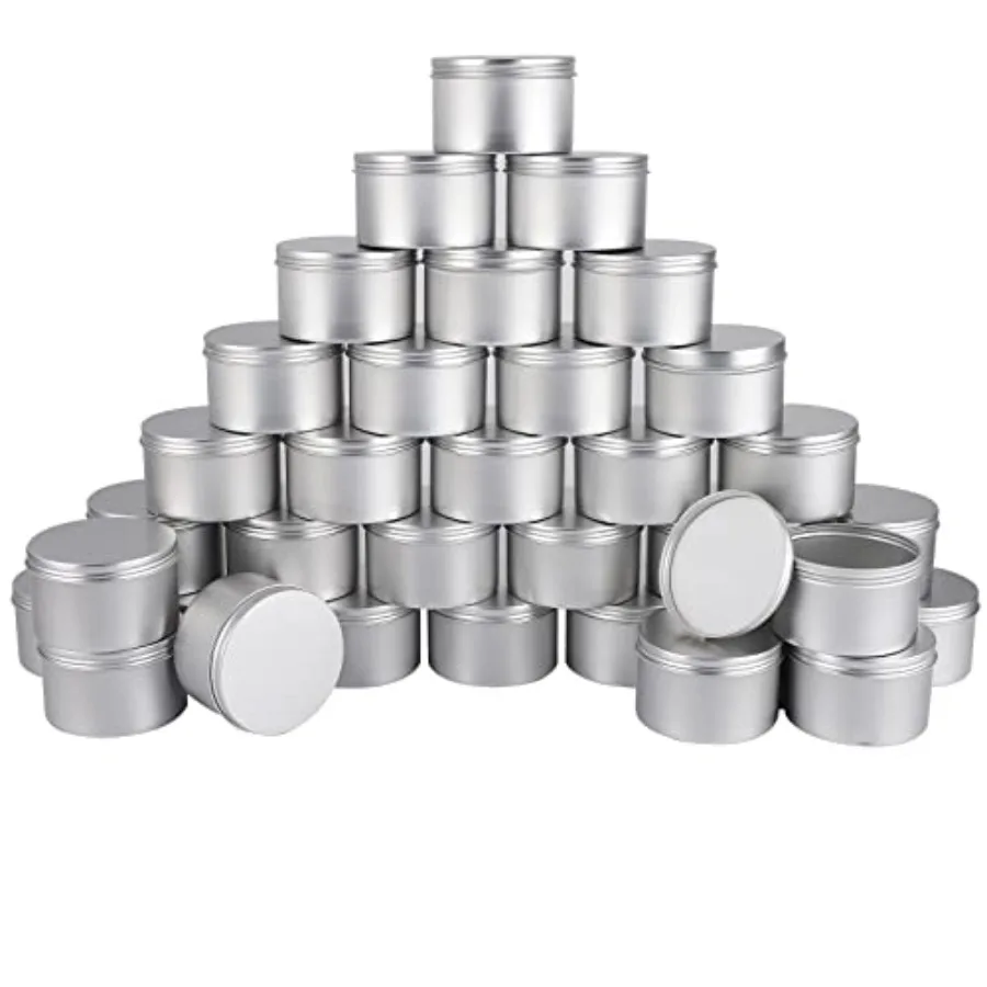 

42 Pack Round Cans with Screw Lid 7 Oz Aluminum Metal Tins DIY Food Candle Containers for Lotion Bars Balms Salve Spices Beard