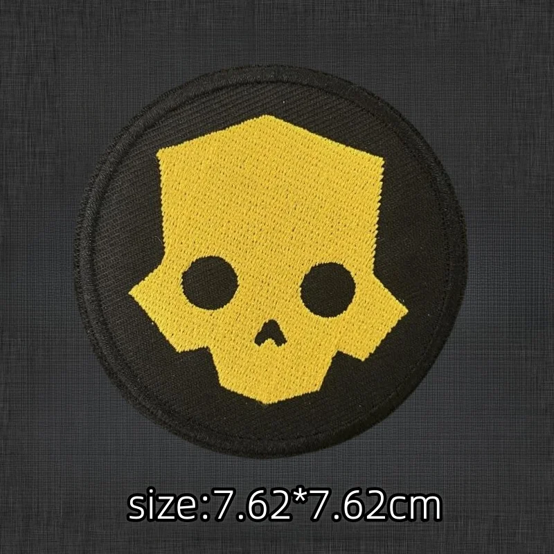 Hell Divers Skull Embroidered Tactical Patches Hook&Loop Patch Super Earth Stratagem 500Kg Bomb Morale Badge on Backpack Clothes