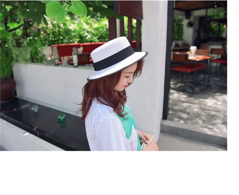 Sommer Outdoor M-Buchstabe Strass Flacher Rand Sonnenhüte Sommer Damen Bowler Hut Strohkappe für Reisen und Einkaufen – Detail 10
