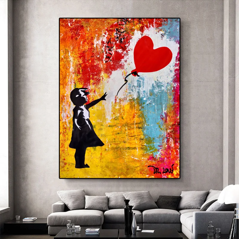 

Graffiti Boys' Balloon Art Canvas Painting Wall Picture High Definition Spray Drawing Decor Painting Restaurant Hotel Corridor