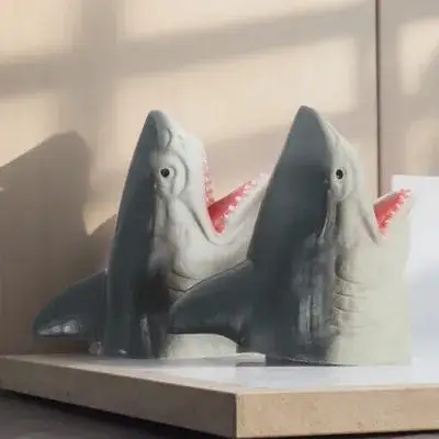 Marionnette à main requin, 2 pièces, accessoire de jeu de rôle créatif pour enfants, éducatif, apprentissage précoce, jeu d'animaux, mordre les doigts, amusant