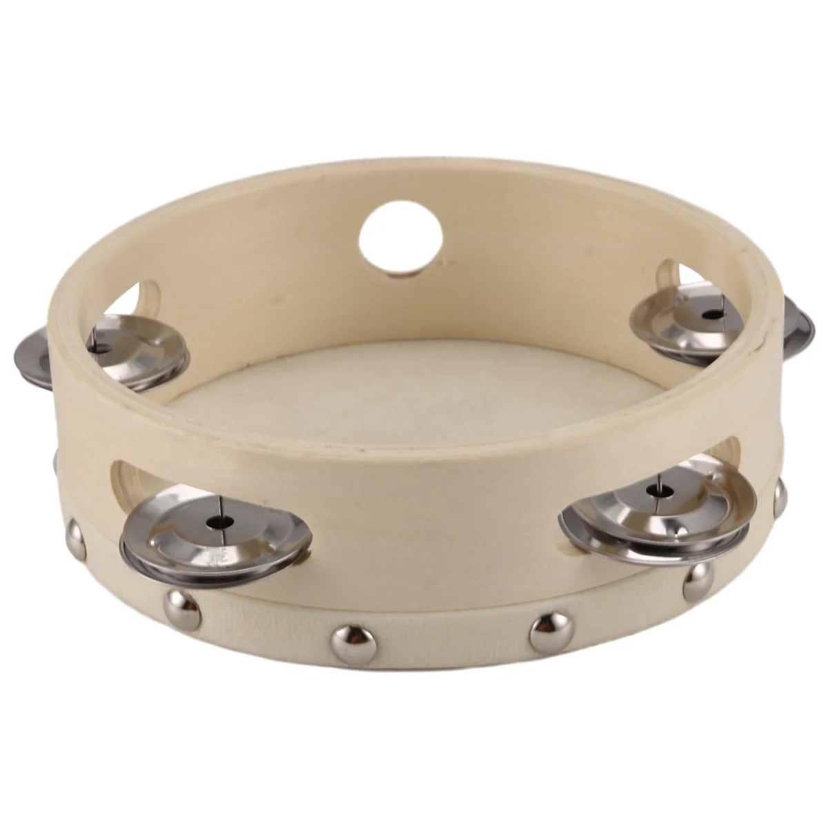 Mainan Musik Perkusi Jingle Logam Lonceng Drum Rebana Genggam 6in untuk Permainan Anak-anak Pesta KTV