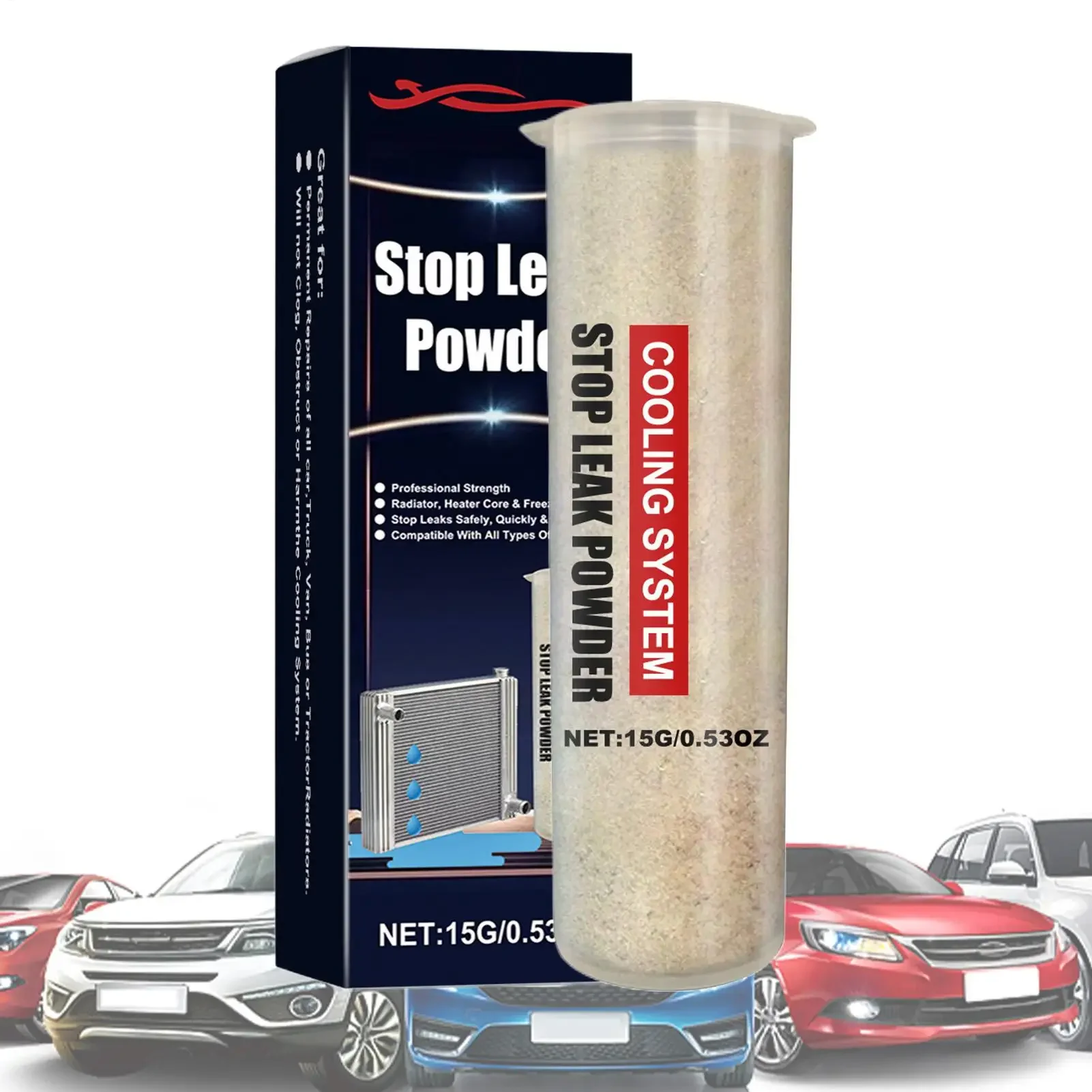 Car Cooling System Stop Leak Powder  Efficient Coolant Leak Repair Anti-Leakage Water Pipe Stop Leak Underwater Seal 15g