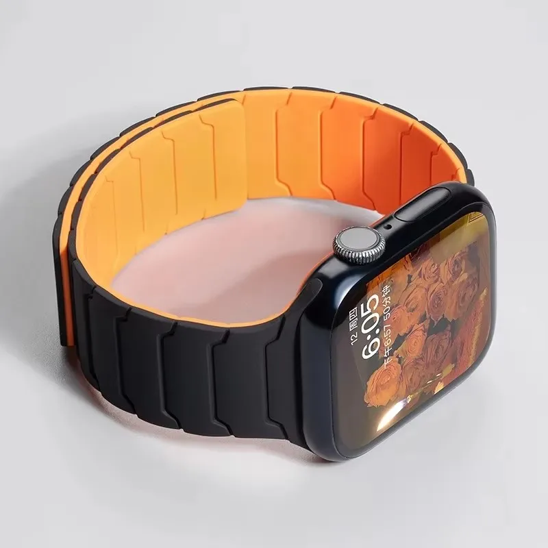 Магнитные ремешки для Apple Watch Band 45 мм 44 мм 40 мм 42 мм 46 мм 41 мм 49 мм 38 мм Силиконовый браслет IWatch Series 10 SE 9 8 7 Ultra 2
