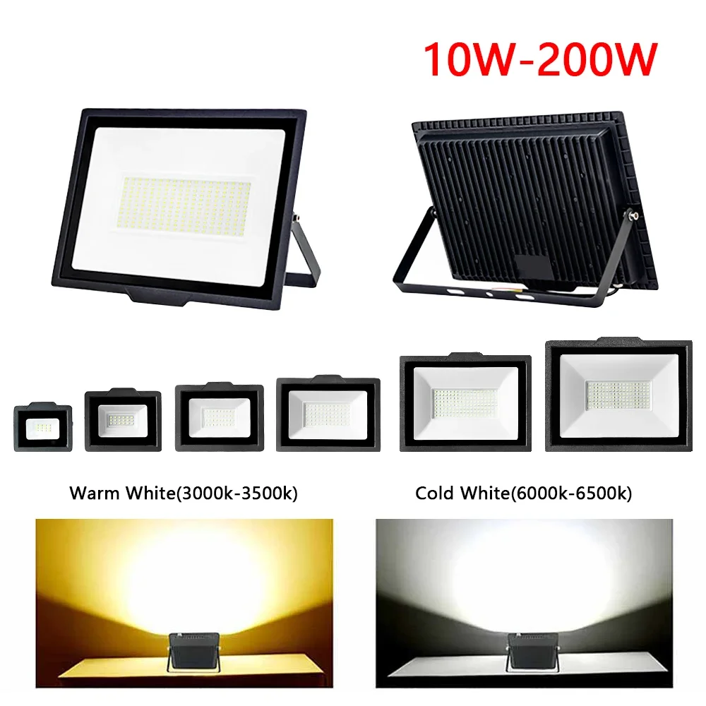 Proyector de luz LED para exteriores, foco de 10W, 20W, 30W, 50W, 100W, 150W, 200W, impermeable IP67, farola cuadrada para jardín