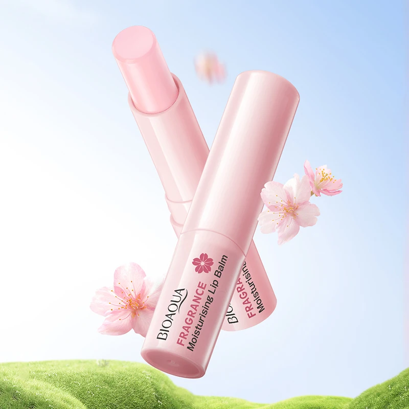 BIOAOUA Sakura Moisturizing Lip Balm Lasting Moisturizing Lipstick Temperature Change Color Lip Care 1/2Pcs