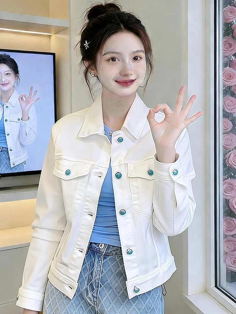 

Faionable ort Pure Cotton Korean Sle Women's Jaet Spring 2026 Casual Loose Breathable Casual Top for Ladies