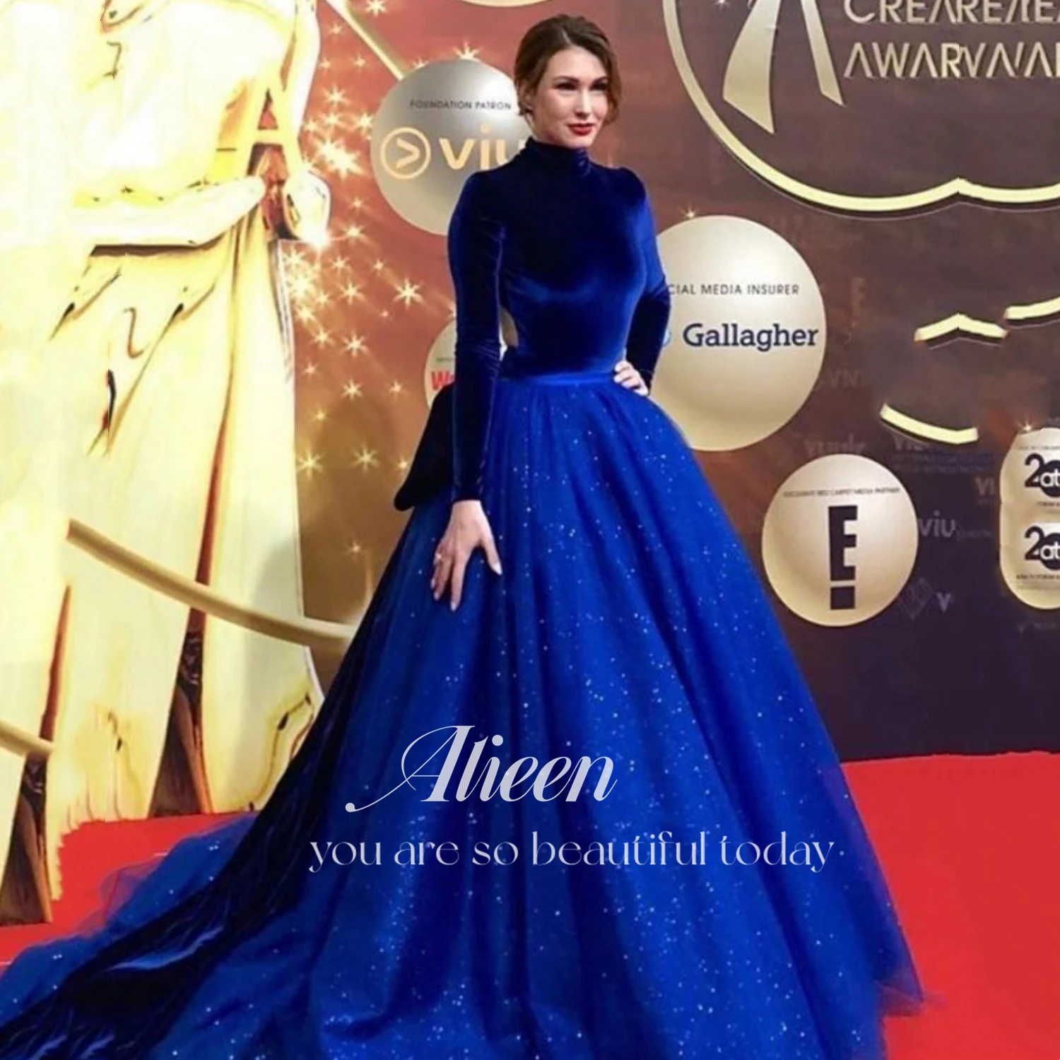 

Aileen A-line Wedding Dress Party Evening Elegant Luxury Celebrity Blue Elegant Evening Dresses for Women 2023 Shiny Long Tail