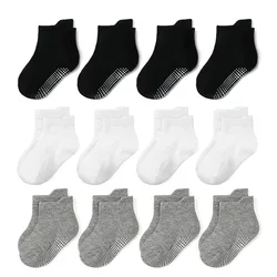 12 Pairs/set Children's Adhesive Thickened Floor Socks New Infant Baby Boys Anti Slip Small Heel Boat Socks Toddler Kids Socks