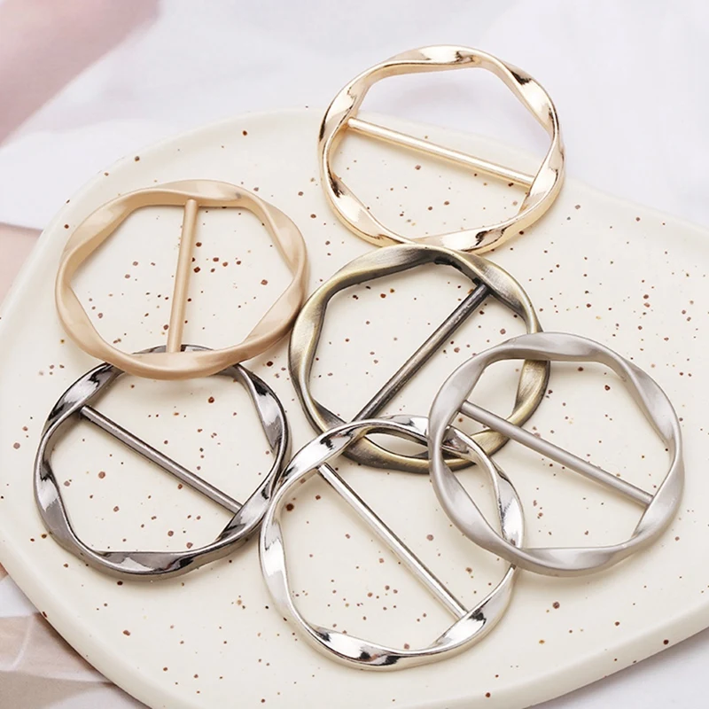 6Pcs Scarf Ring Clip T Shirt Tie Clips For Women Metal Tshirt Waist Tightener Clip Buckle Clothing Ring Clip Parts