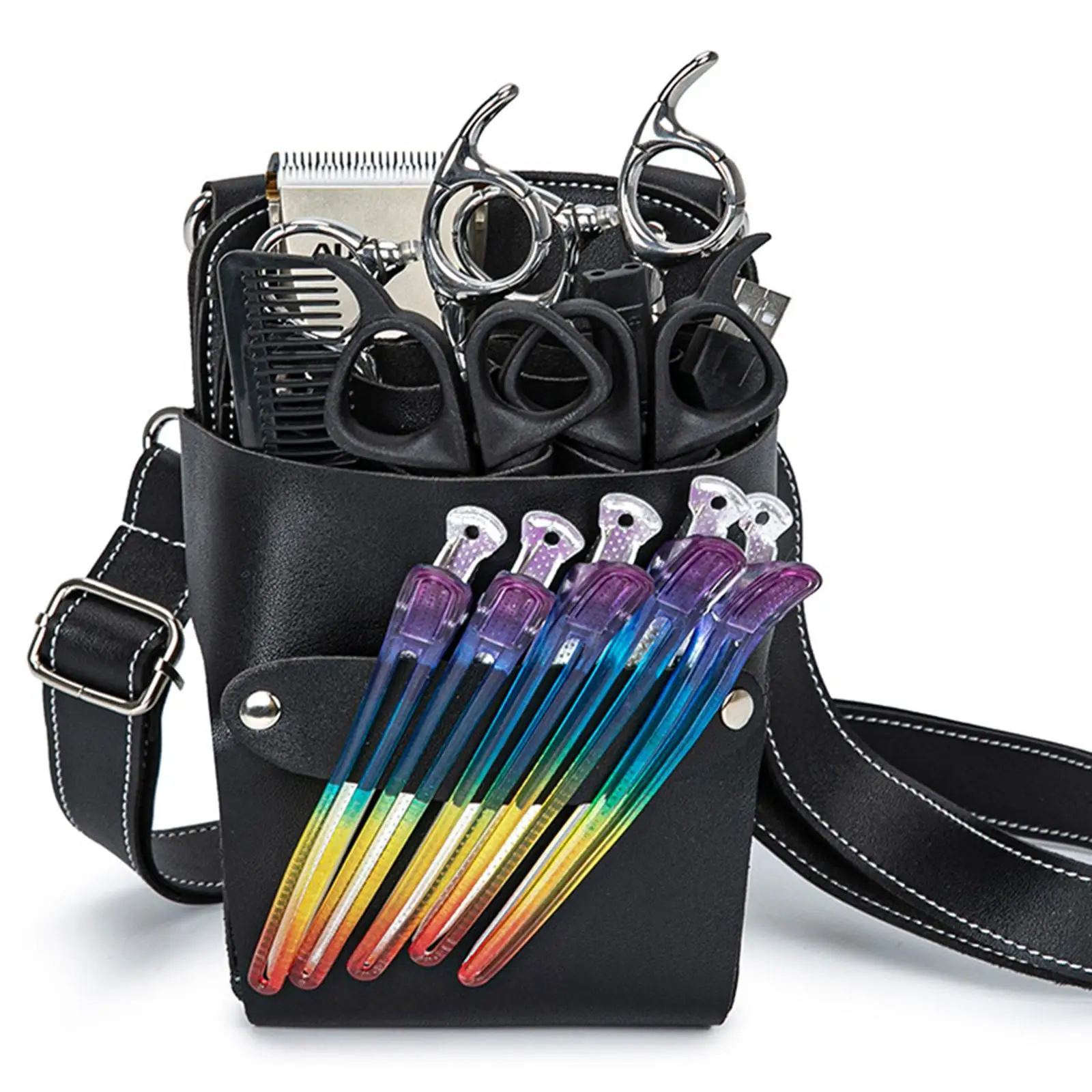 

Hairdresser Scissors Bag Black Accessories, Lightweight, Portable, with Strap, Scissors Pouch Holster, Waist Bag Large Capacity