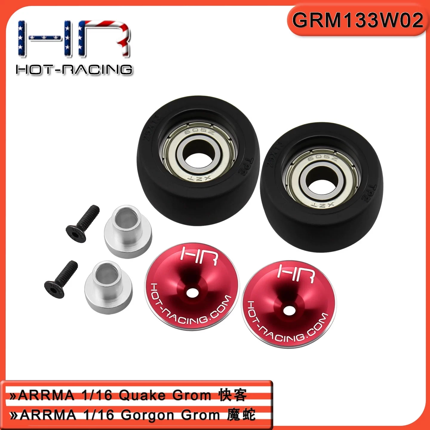 HR ARRMA 1/16 Gorgon Grom Magic Snake 1/16 Quake Grom Quick Customer Bearing Version Tail Wheel + Wheel Cover