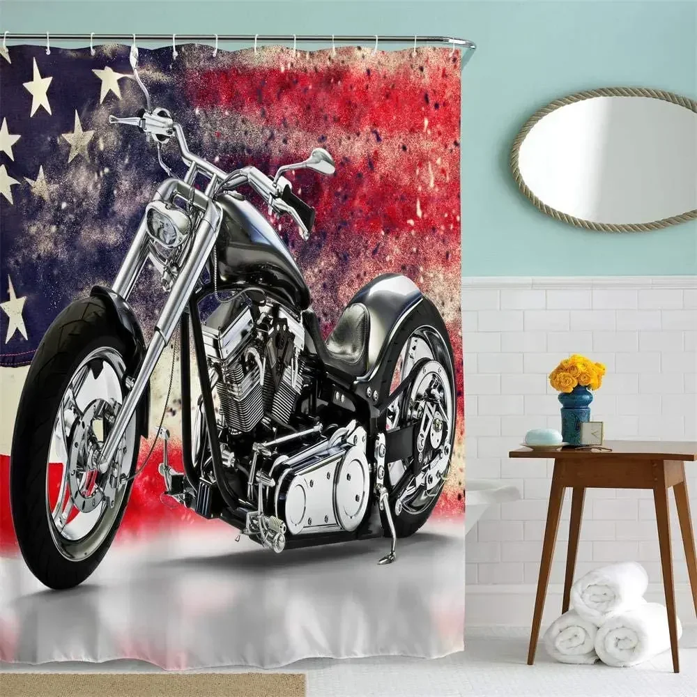 Shower Curtain By Ho Me Lili Black Vintage Patriotic Star Spangled Banner Red Navy Fabric Bathroom Decor With Hook