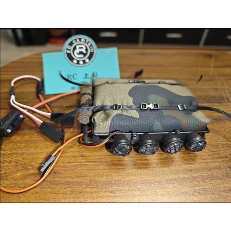 Metal Roof Rack with LED Lights for 1/12 MJX H12Y RC Crawler, Tent Bag Leather Roll Manual Switch Y-Cable No-Mod Parts/Roof Rack