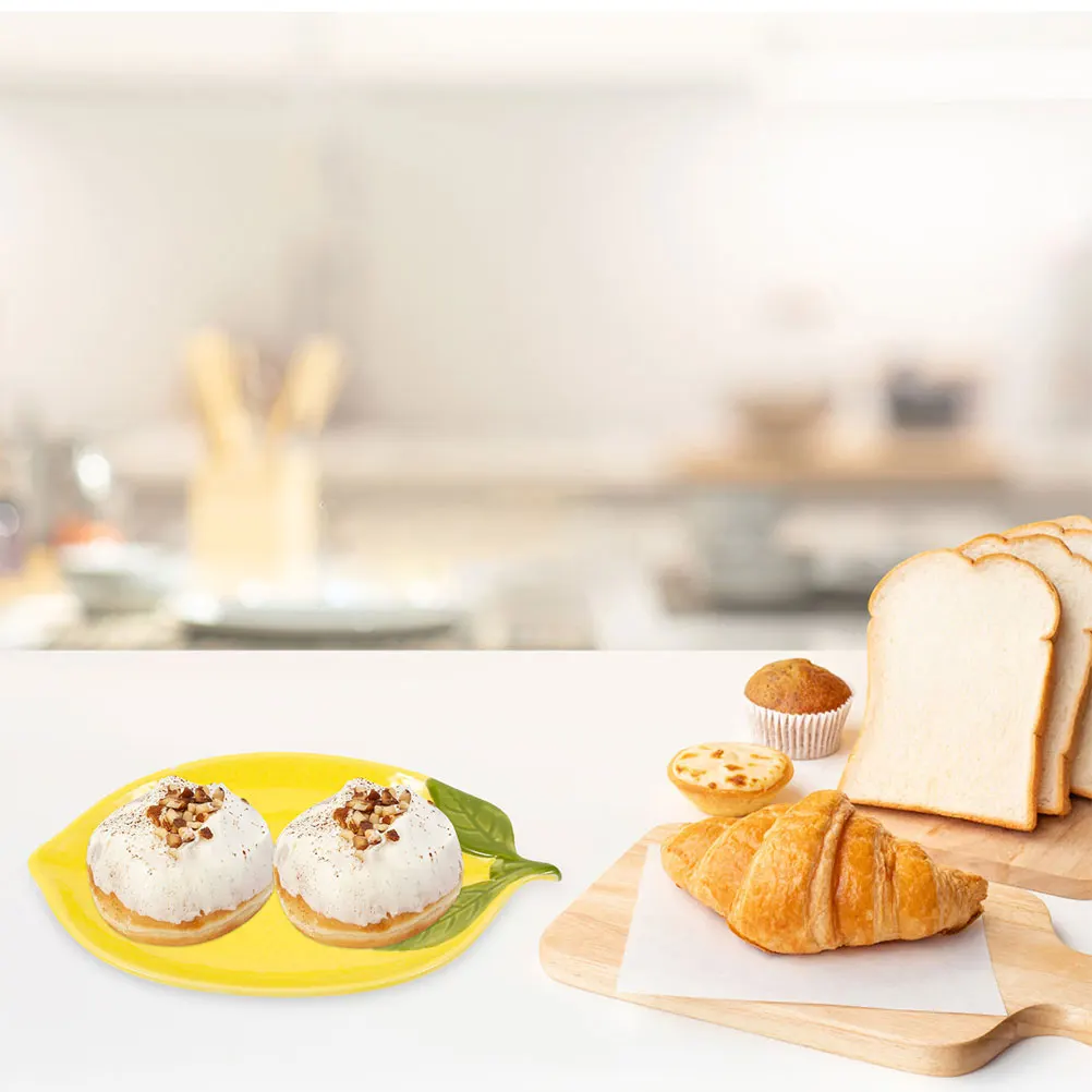 

2Pcs High Aesthetic Value Lemon Tableware Set Polished Smooth Surface Ceramic Dish for Special Dining Experience